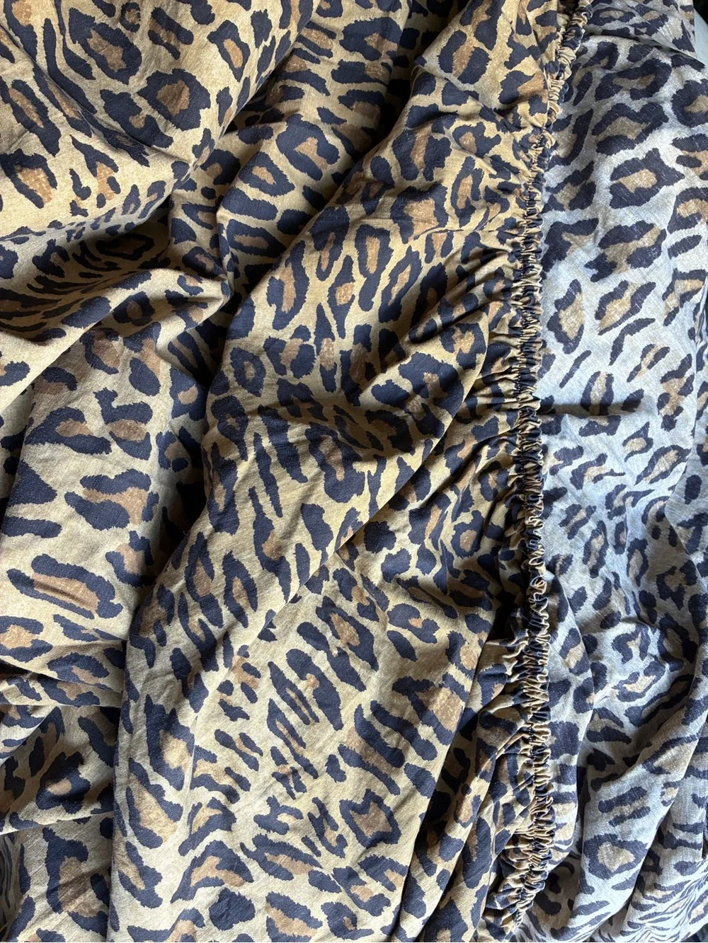 Vintage Ralph Lauren Home GuinevereLeopard-Print Fitted Sheet in Brown and Cream